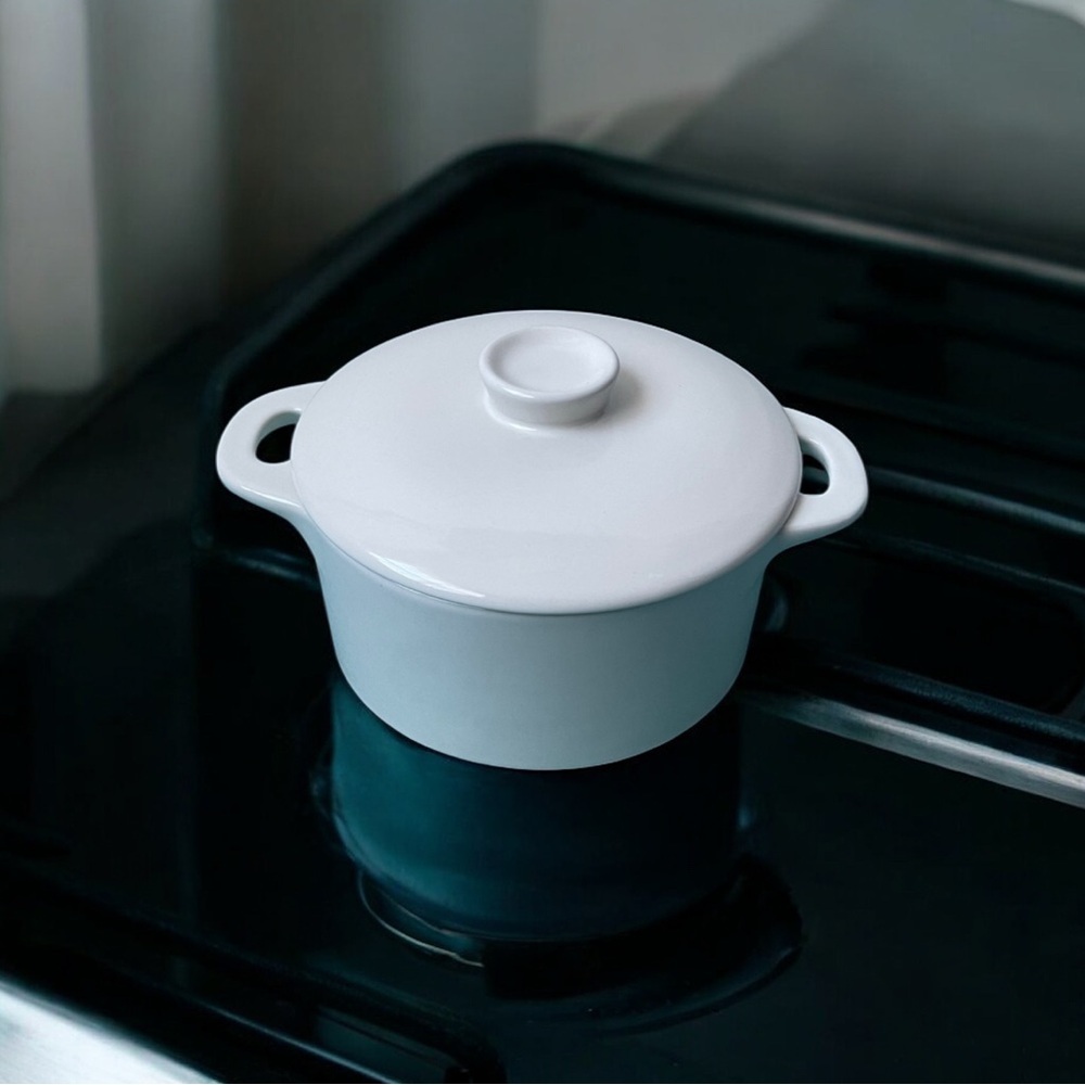 Mini Elegant White Ceramic Casserole Dish